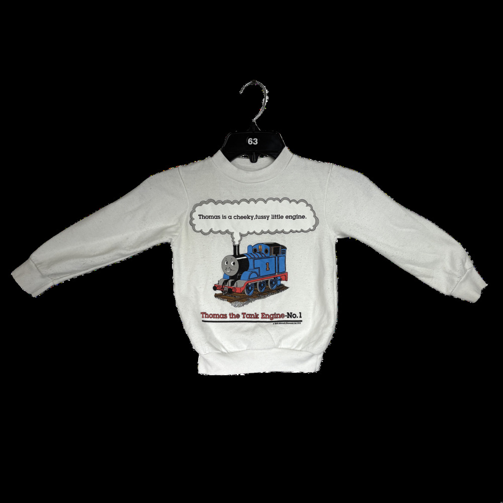 Vintage 1992 White Thomas the Tank Engine Kid's Crewneck Sweatshirt Medium 5/6